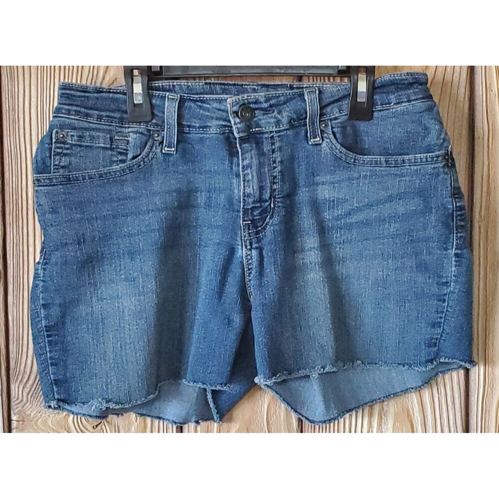 Levi Strauss Signature Shorts Women's 14M Cut Off Denim Fray Hem Stretch Midrise